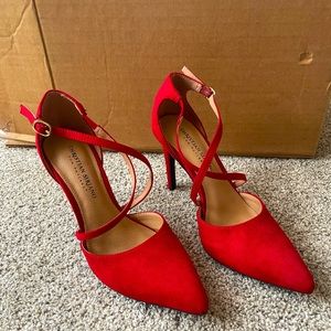 Christian Siriano Red Suede Heels